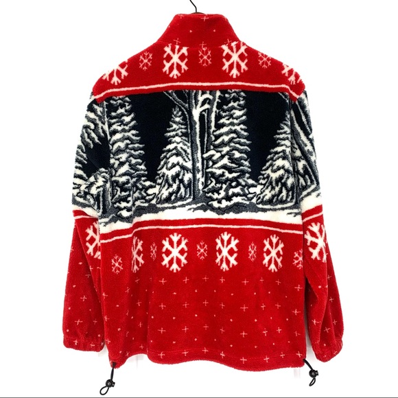 Vintage Art Unlimited Sportswear Winter Landscape Tree Snowflake Teddy Shacket - Picture 2 of 14